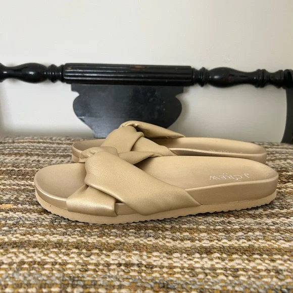 J Crew Women's Gold Knotted Slide Sandals - Picture 2 of 4
